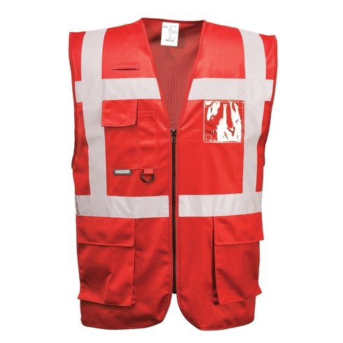 GILET ALTA VISIBILITA' - ROSSO - CON ZIP - FINE SERIE